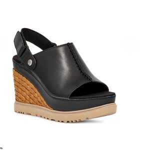 UGG Black and Tan Wedge Sandals